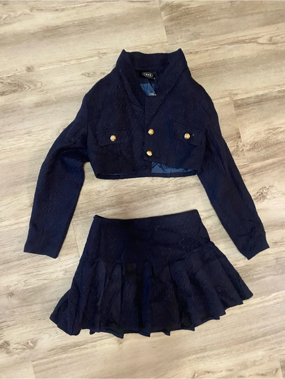 Cider Navy Tweed Skirt Set - Elegant Women's Two-Piece -NWOT never worn